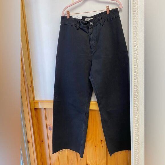 NWT Zara The Marine Straight High Rise Stretch Raw Hem Jeans Sz 14 - Picture 4 of 11